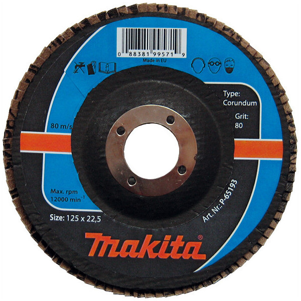 

Лепестковый диск для стали корунд Makita 125 мм K80 (P-65193)