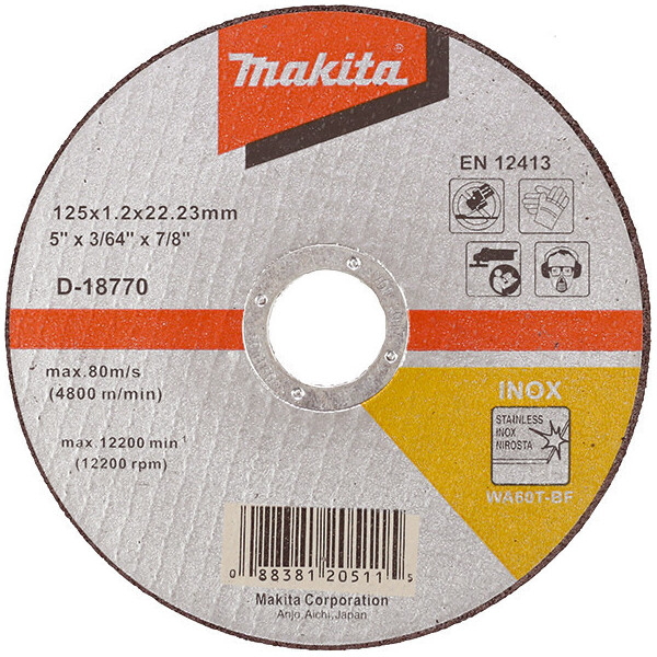 

Отрезной диск по нержавейке плоский Makita 125 мм (D-18770)