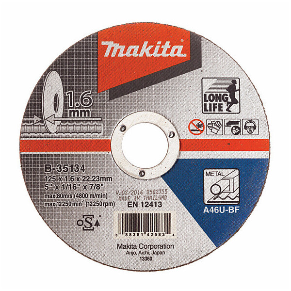 

Отрезной диск по металлу (с повышенным ресурсом) Makita 125 мм (B-35134)