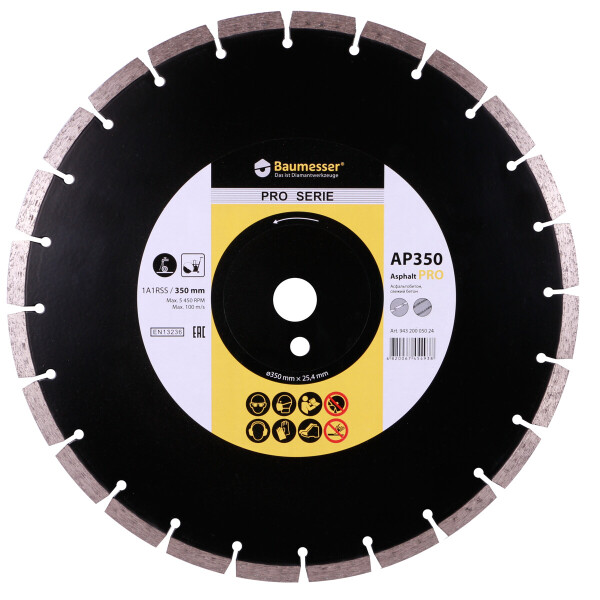 

Круг алмазный отрезной Baumesser 1A1RSS/C3-H 350x3,5/2,5x10x25,4-24 F4 Asphalt Pro (94320005024)