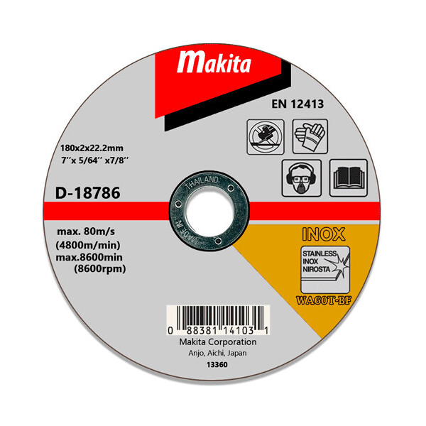 

Отрезной диск по нержавейке Makita 180 мм (D-18786)