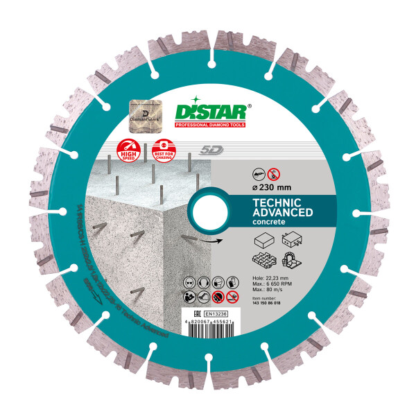 

Круг алмазный отрезной Distar 1A1RSS/C3-H 232x2,6/1,8x12x22,23-16 Technic Advanced (14315086018)