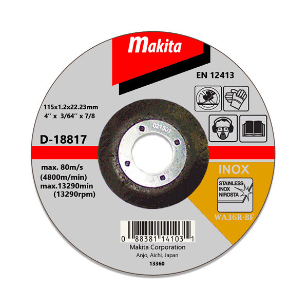 

Отрезной диск по нержавейке вогнутый Makita 115 мм (D-18817)