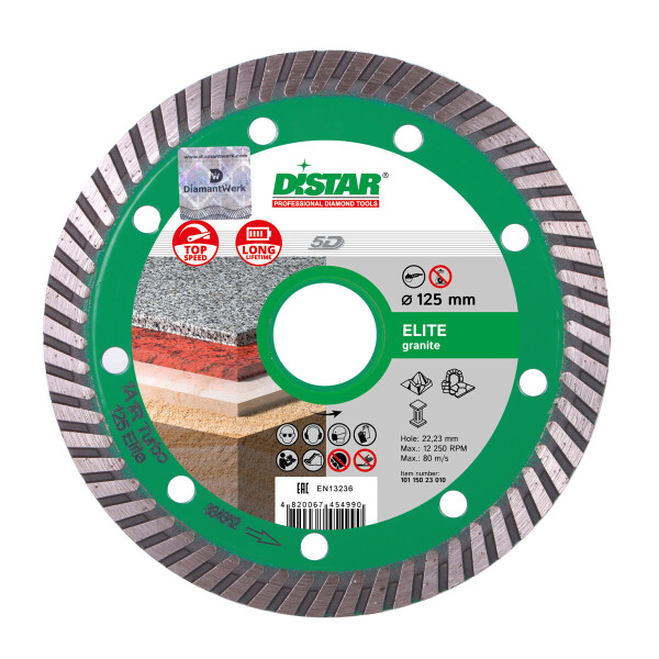 

Круг алмазный отрезной Distar 1A1R Turbo 125x2,2x10x22,23 Elite (10115023010)