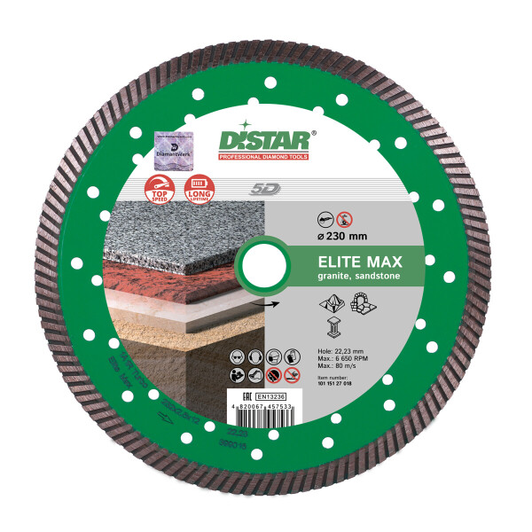 

Круг алмазный отрезной Distar 1A1R Turbo 232x2,5x12x22,23 Elite Max (10115127018)