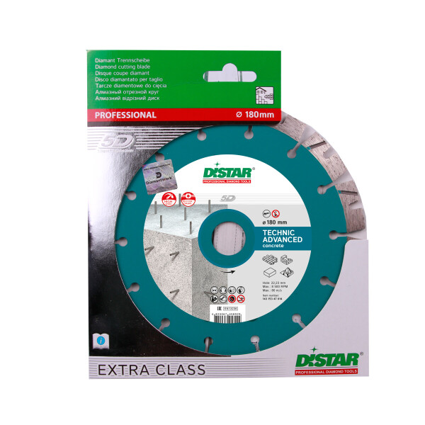 

Круг алмазный отрезной Distar 1A1RSS/C3-H 180x2,6/1,8x12x22,23-14 Technic Advanced (14315347014)