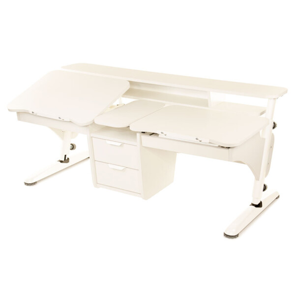 

Парта Эргономик с тумбой для 2 детей, ЛДСП белый-белый