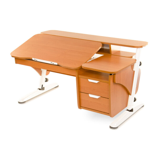 

Парта Эргономик с тумбой, ЛДСП ольха-белый
