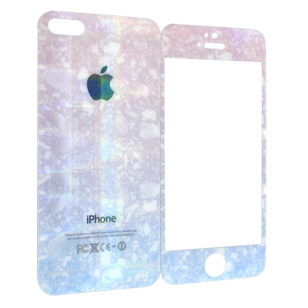 

Защитное стекло для Apple iPhone 5 / 5S / SE жемчужный ручей back/face light blue/pink