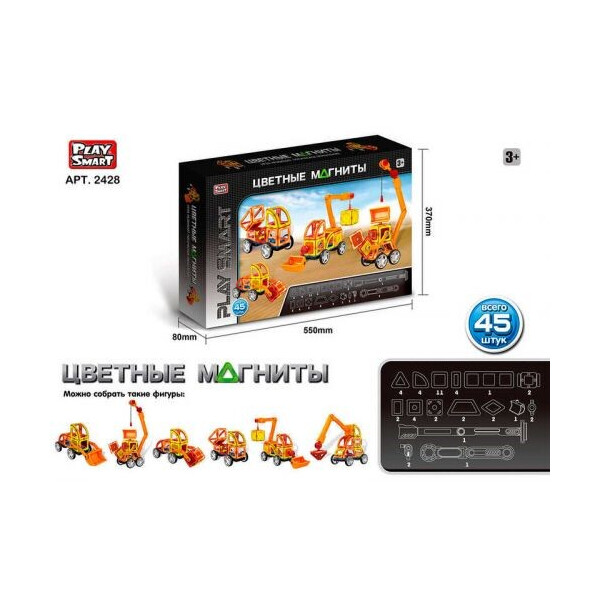 

Магнитный конструктор Цветные магниты 45 деталей Play Smart (2428) (38493)