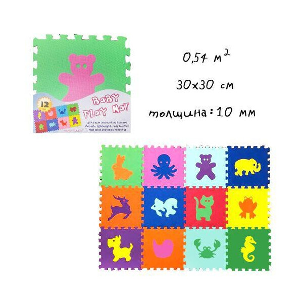 

Коврик-пазл Зверушки 12 элементов MiC (22254037) (141403)