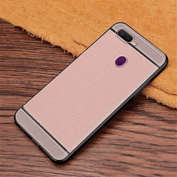 

Чехол Fiji Litchi для Oppo A5s силикон бампер с рифленой текстурой светло-розовый