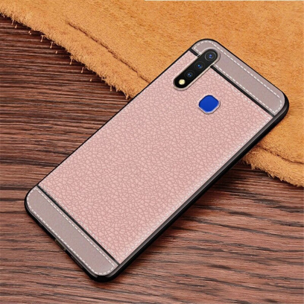 

Чехол Fiji Litchi для Vivo Y19 силикон бампер с рифленой текстурой светло-розовый