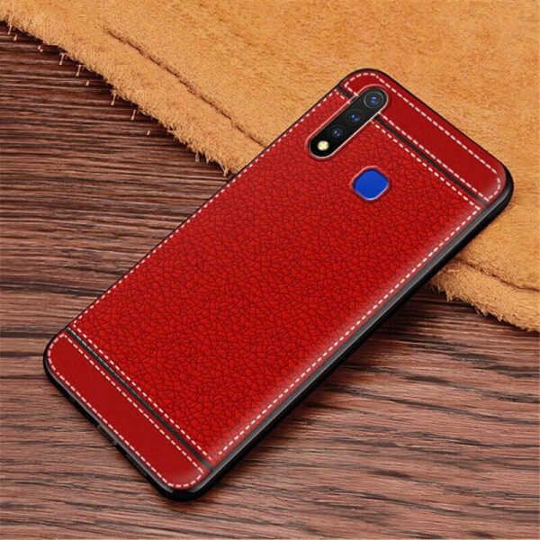 

Чехол Fiji Litchi для Vivo Y19 силикон бампер с рифленой текстурой красный