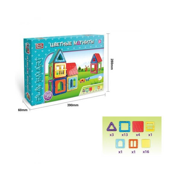 

Магнитный конструктор Цветные магниты Домик 55 элементов Play Smart (2463) (141020)