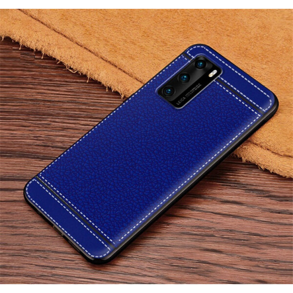 

Чехол Fiji Litchi для Huawei P40 силикон бампер с рифленой текстурой синий