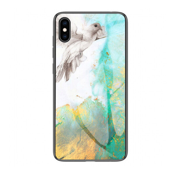 

TPU+Glass чехол Luxury Marble для Apple iPhone X / XS (5.8) Птица / Бирюзовый (103402)
