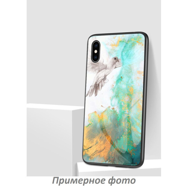 

TPU+Glass чехол Luxury Marble для Samsung Galaxy A10 (A105F) Птица / Бирюзовый (103422)