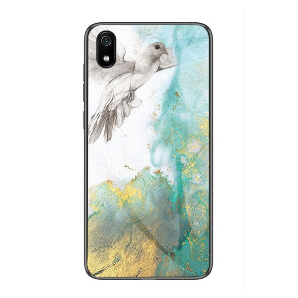 

TPU+Glass чехол Luxury Marble для Xiaomi Redmi 7A Птица / Бирюзовый (104859)