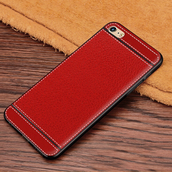

Чехол Fiji Litchi для Apple Iphone 5 / 5S / SE силикон бампер с рифленой текстурой красный
