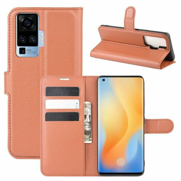 

Чехол Fiji Luxury для Vivo X50 Pro книжка коричневый