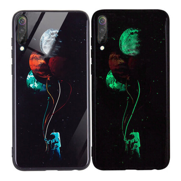 

TPU+Glass чехол светящийся в темноте для Samsung Galaxy A30s Космос / Черный (107534)