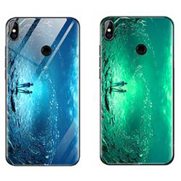 

TPU+Glass чехол светящийся в темноте для Xiaomi Mi 8 SE Под водой / Голубой (88752)