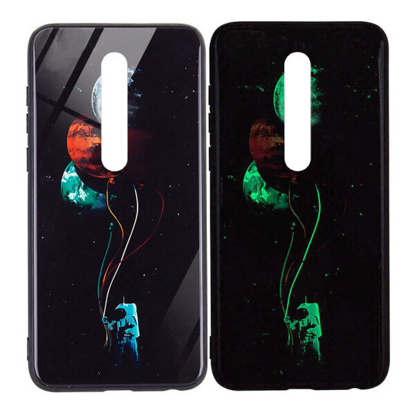 

TPU+Glass чехол светящийся в темноте для Xiaomi Mi 9T Pro Космос / Черный (107505)