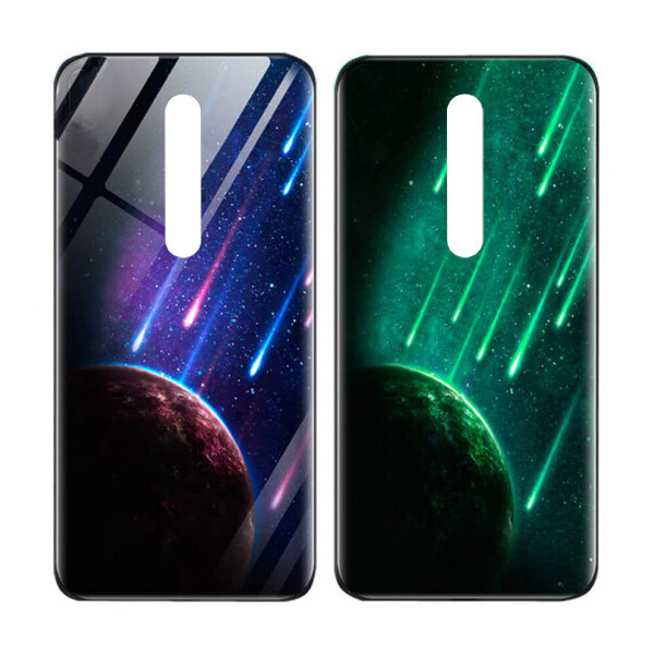 

TPU+Glass чехол светящийся в темноте для Xiaomi Mi 9T Pro Метеорит / Синий (107506)