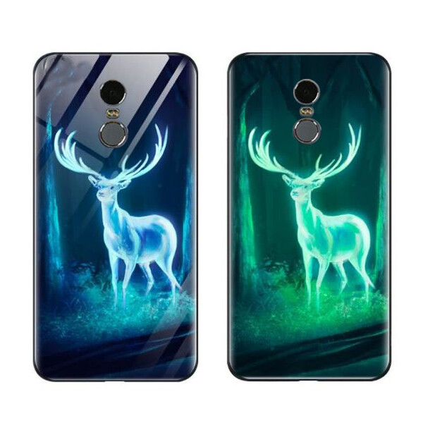 

TPU+Glass чехол светящийся в темноте для Xiaomi Redmi Note 4X Олень / Бирюзовый (88776)