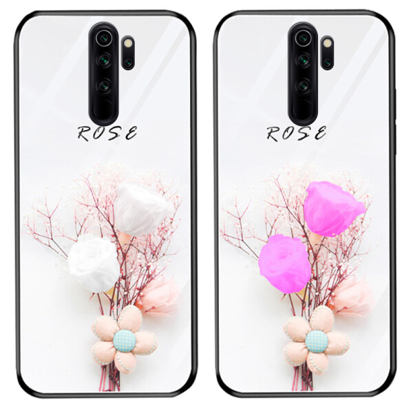 

TPU+Glass чехол светящийся в темноте для Xiaomi Redmi Note 8 Pro Rose /Белый (115190)