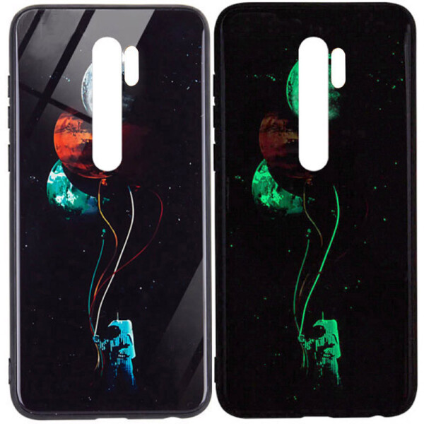 

TPU+Glass чехол светящийся в темноте для Xiaomi Redmi Note 8 Pro Космос / Черный (113946)