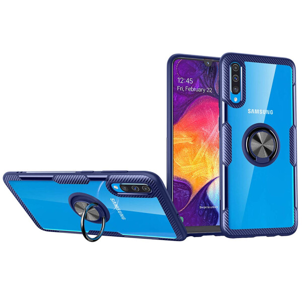 

TPU+PC чехол Deen CrystalRing под магнитный держатель для Samsung Galaxy A30s Бесцветный / Синий (109291)