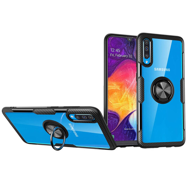 

TPU+PC чехол Deen CrystalRing под магнитный держатель для Samsung Galaxy A30s Бесцветный / Черный (109293)