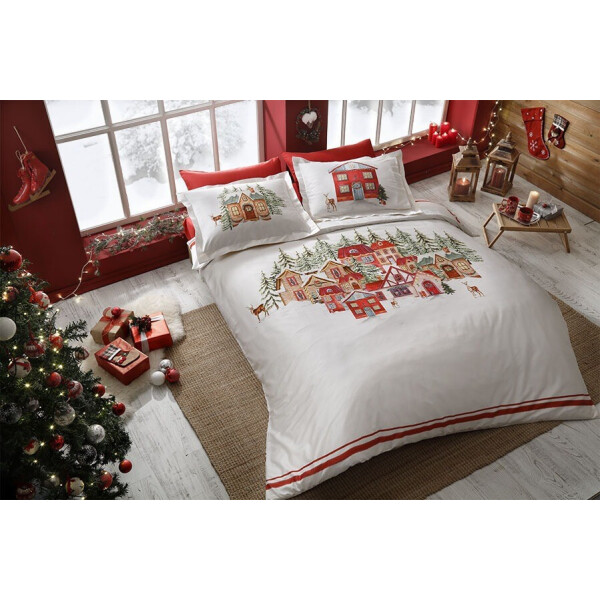 

Комплект постельного белья Tac сатин Santa kirmizi евро (TAC60223821)