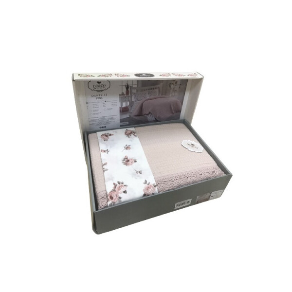 

Комплект летнего постельного белья Do & Co Dantelli pudra евро пудровый (ts-02252)