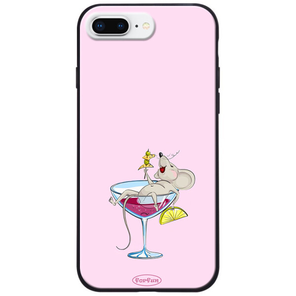 

TPU+PC чехол ForFun для Apple iPhone 8 plus (5.5) Мышь в бокале / Розовый (118299)