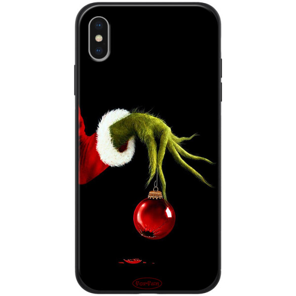 

TPU+PC чехол ForFun для Apple iPhone X (5.8) Гринч и елочная игрушка / Черный (118307)