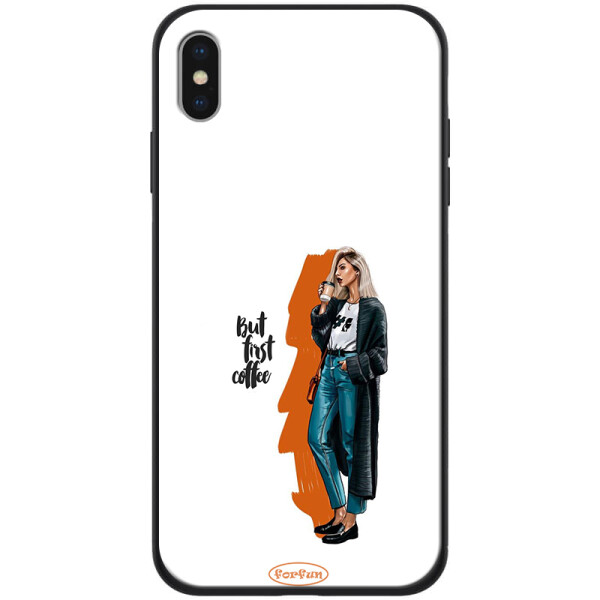 

TPU+PC чехол ForFun для Apple iPhone XS Max (6.5) But first coffee / белый (118318)
