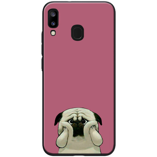 

TPU+PC чехол ForFun для Samsung Galaxy A20 / A30 Мопс / Малиновый (109901)