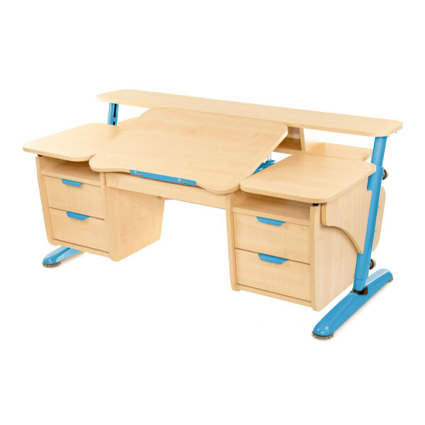 

Парта Эргономик с 2-мя тумбами, ЛДСП клен-синий