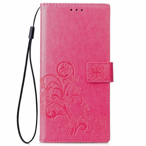 

Кожаный чехол (книжка) Four-leaf Clover с визитницей для Meizu Note 8 Розовый (94124)