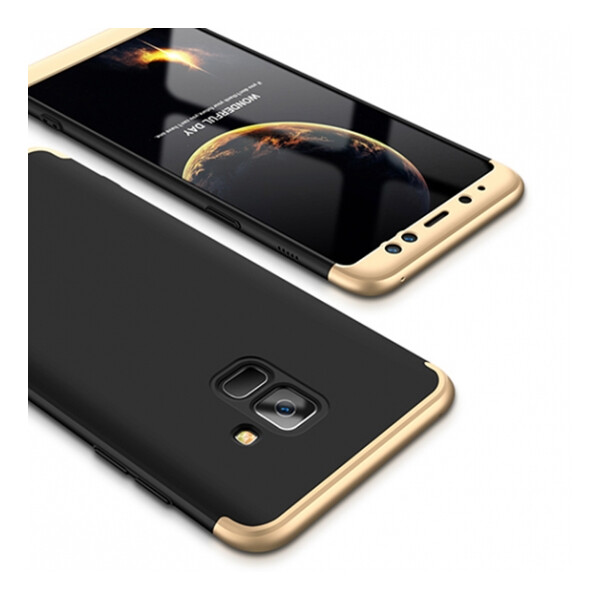 

Пластиковая накладка GKK LikGus 360 градусов для Samsung A730 Galaxy A8+ (2018) Черный / Золотой (78579)
