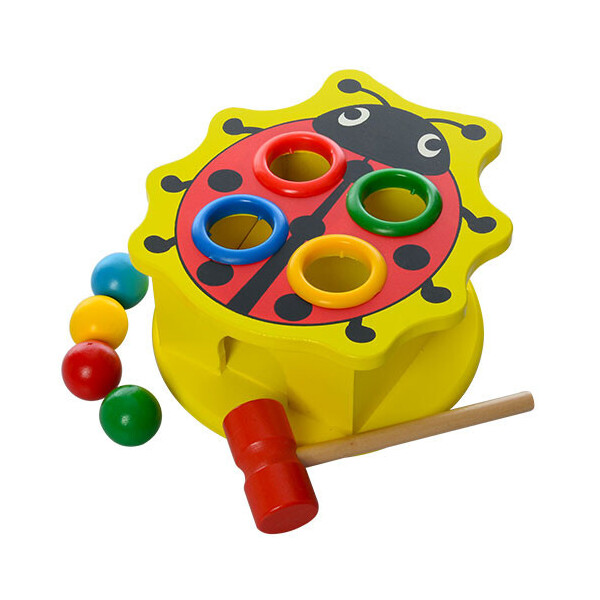 

Деревянная игрушка стучалка MD 0045 ( 0045-3 (Божья Коровка) с молоточком)