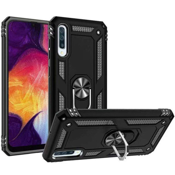 

Ударопрочный чехол Serge Ring магнитный держатель для Samsung Galaxy A50s Черный (106902)