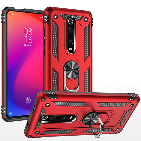 

Ударопрочный чехол Serge Ring магнитный держатель для Xiaomi Mi 9T Pro Красный (110992)