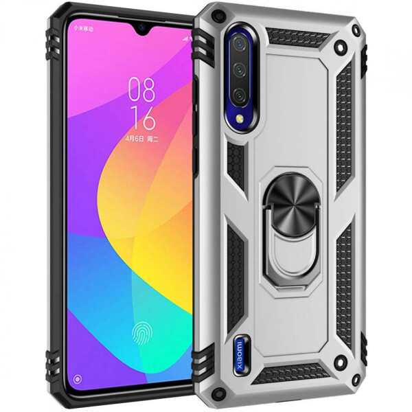 

Ударопрочный чехол Serge Ring магнитный держатель для Xiaomi Mi A3 (CC9e) Серебряный (110869)