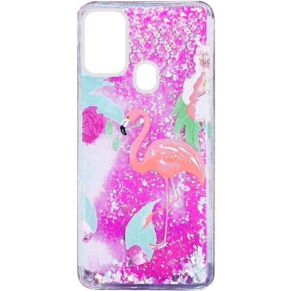 

TPU чехол с переливающимися блестками для Samsung Galaxy M31 Фламинго в цветах (157309)