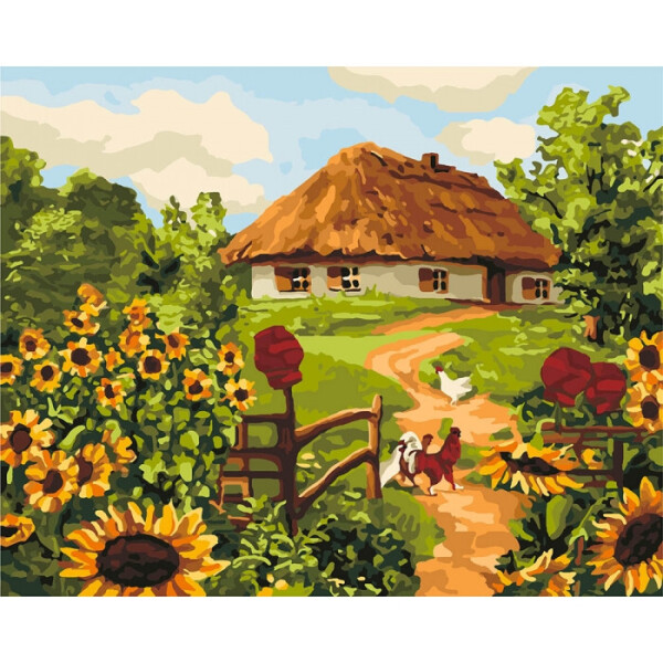 

Картина по номерам. "Украинская хатка" 40*50см KHO2280