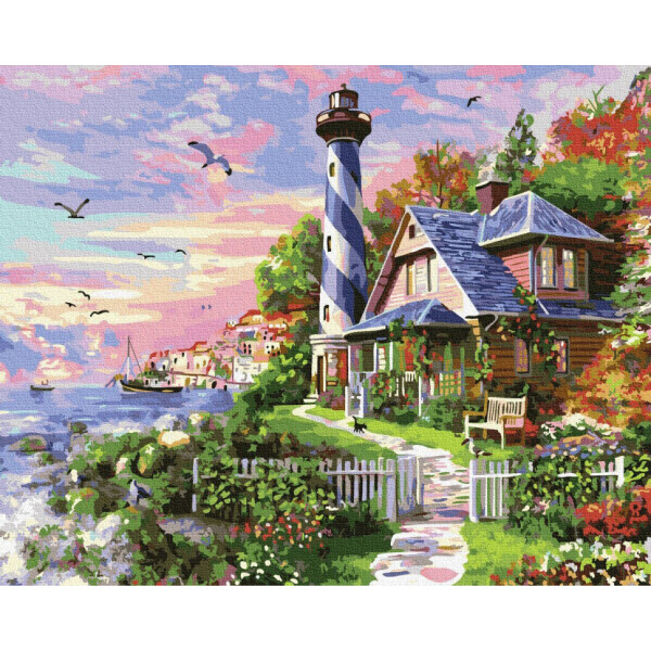 

Картина по номерам. Rainbow Art "Чайки у маяка" GX33476-RA